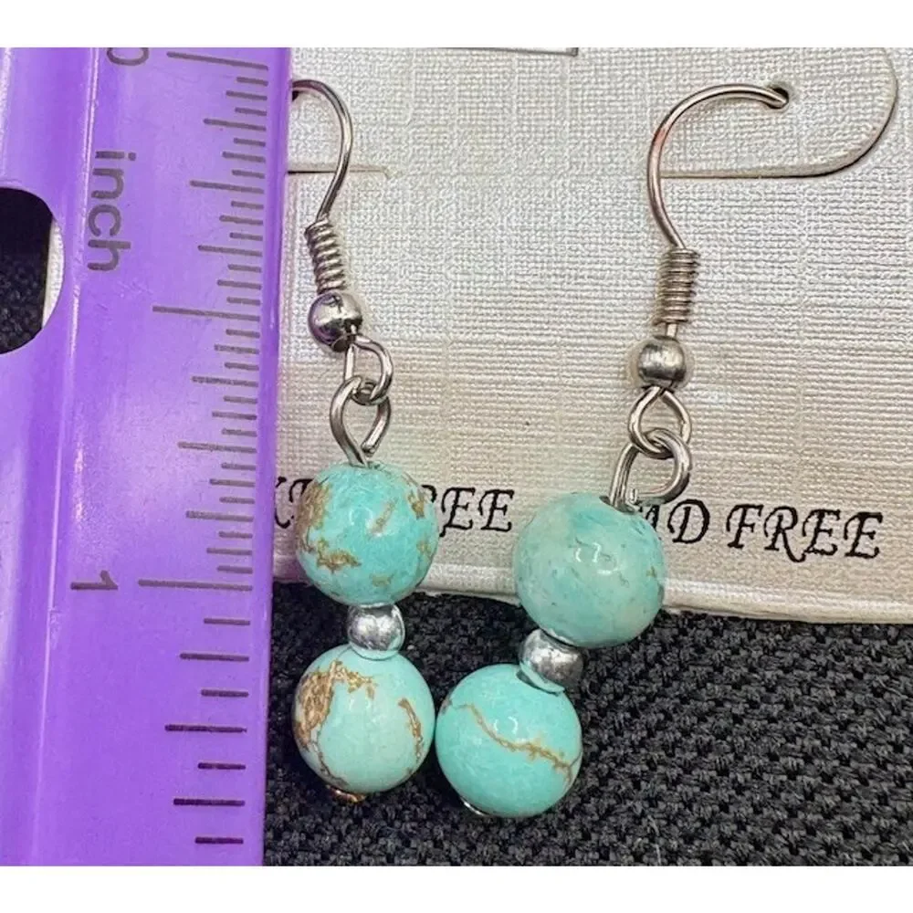 Turquoise Style Beaded Stone Necklace and Earring Set - Nickel and Lead Free - Picture 4 of 7